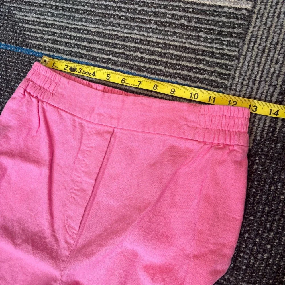 Zara Pink Linen Blend Wide Leg High Rise Elastic Waist Trousers Pants medium